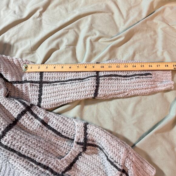 Leith Women's XS/S Gray Windowpane Open Cardigan Pockets Chunky Knit Sweater - Picture 8 of 8